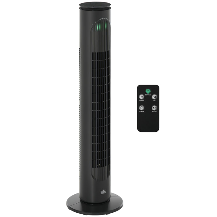 Ventilador de Torre, Ventilador de Pie Silencioso con Control Remoto, 3 Velocidades, 3 Modos, Temporizador 10H, Oscilación 70°, Pantalla LED, para Hogar y Oficina, Gris Oscuro