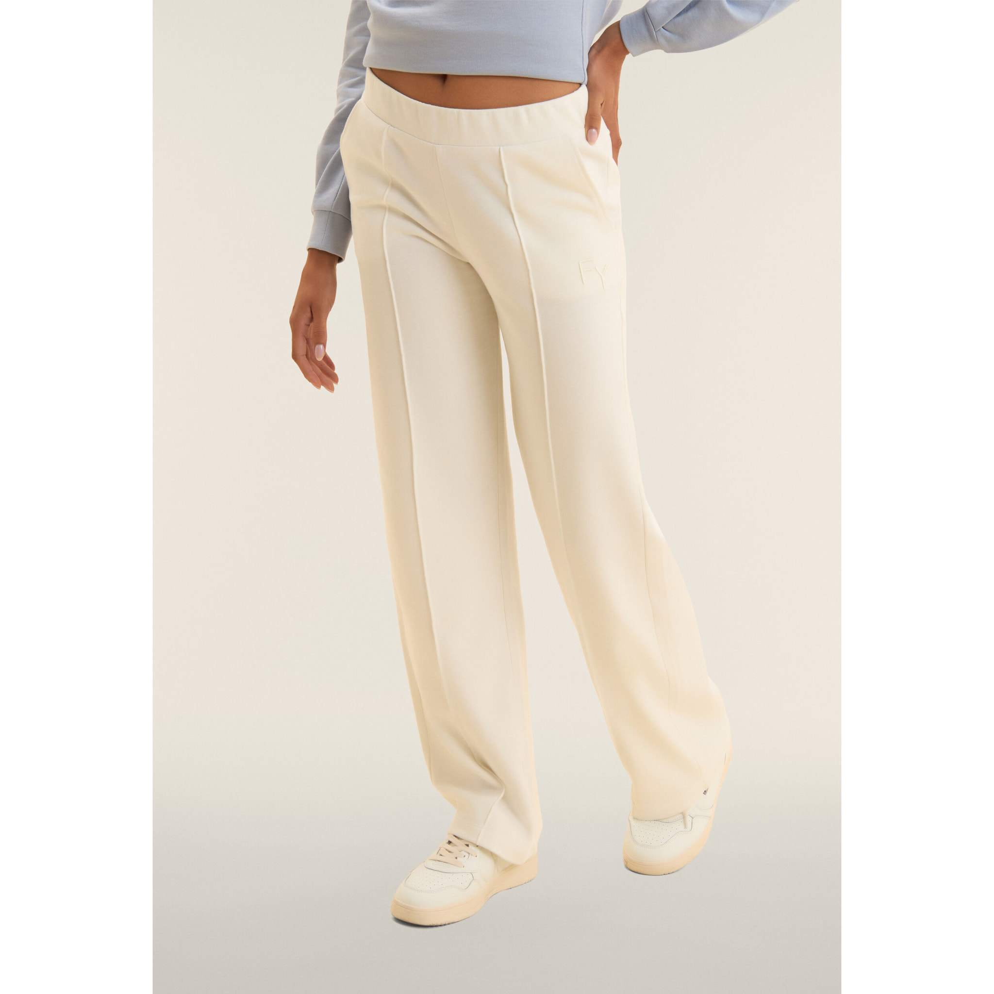 Pantaloni Sportivi con Gamba Wide Leg e Logo Ricamato