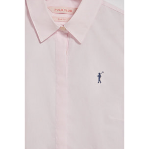 Camisa slim de popelín rosa con logo bordado Rigby Go