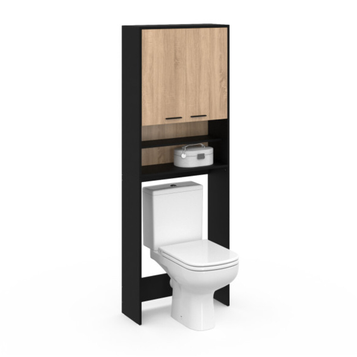 Meuble étagère dessus machine à laver - Bois - Noir