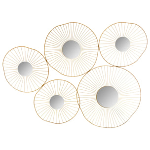 Déco murale 5 miroirs dorés 78x58 cm