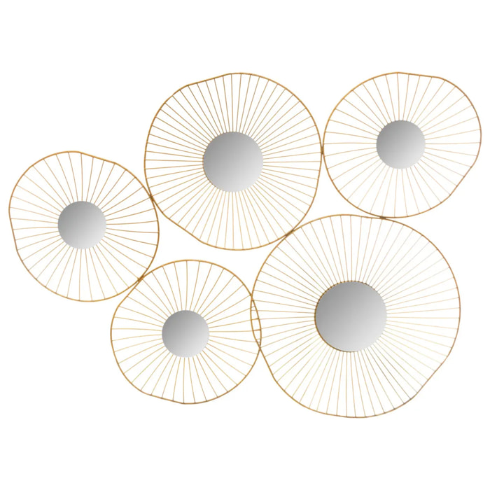 Déco murale 5 miroirs dorés 78x58 cm
