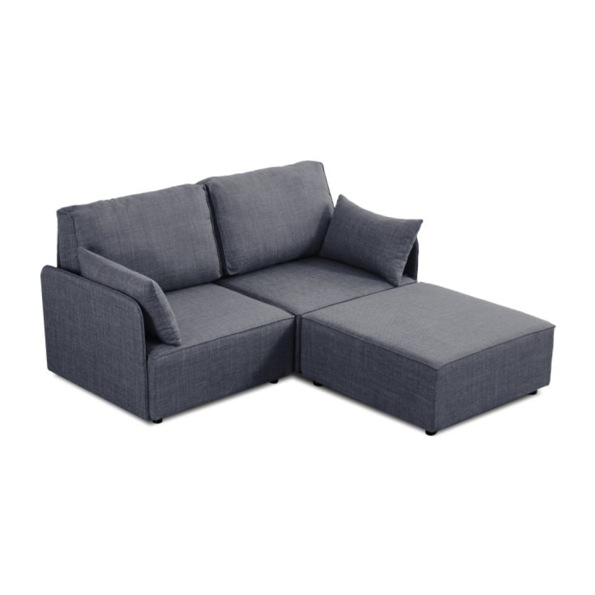 Sofá modular con chaiselongue 2 plazas y brazos Cubiq Gris