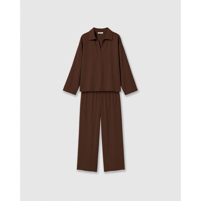 Set blusa pantalón marrón