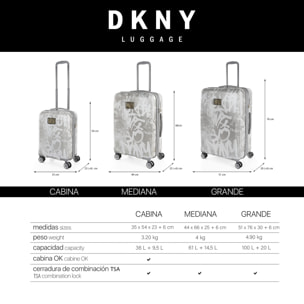 Juego De Maletas Pc Dkny Rebellion Storm Grey+White