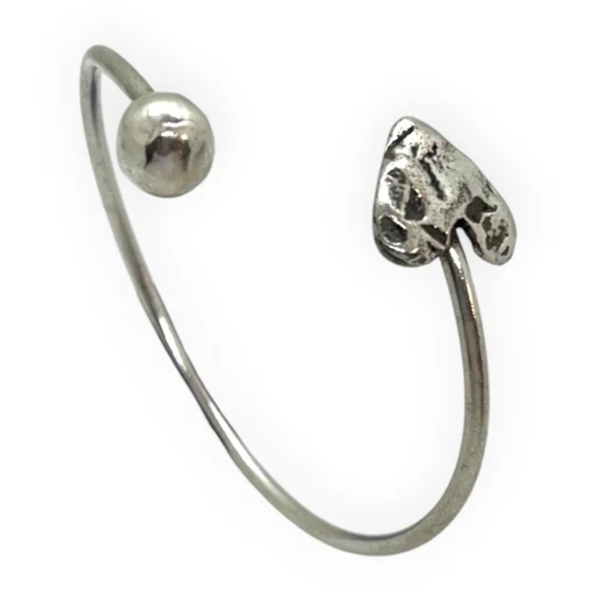 Pulsera corazón y bola ajustable plata 10µ