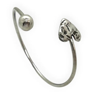 Pulsera corazón y bola ajustable plata 10µ