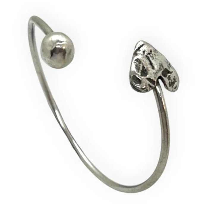 Pulsera corazón y bola ajustable plata 10µ