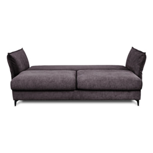 Canapé Tissu Droit Convertible Gris foncé Verduro - 3 Places