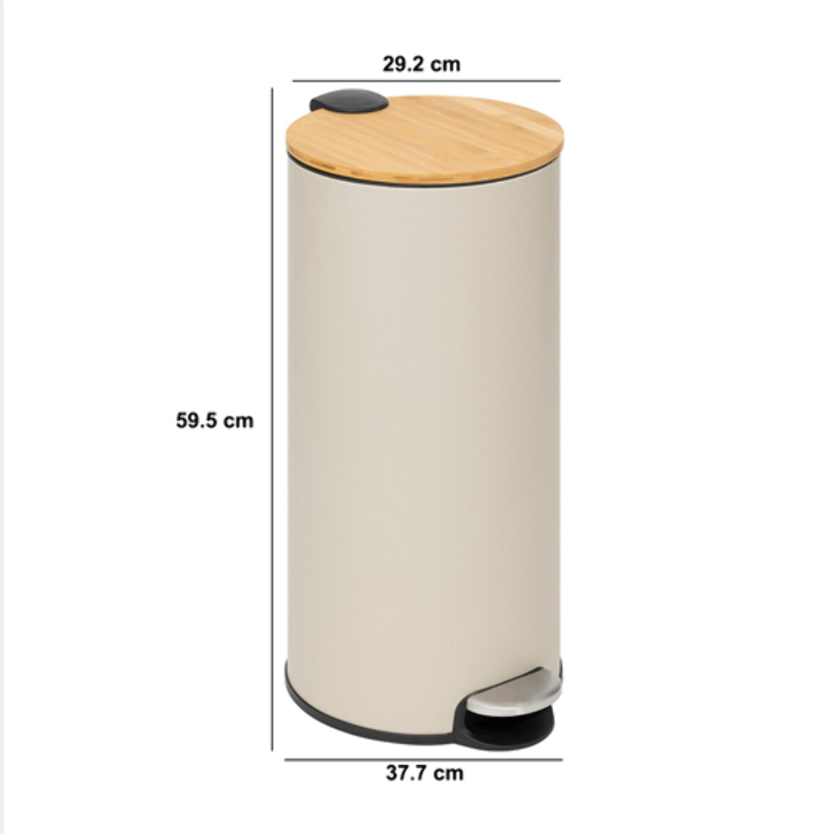 Poubelle couvercle bambou 30L "Modern color" beige
