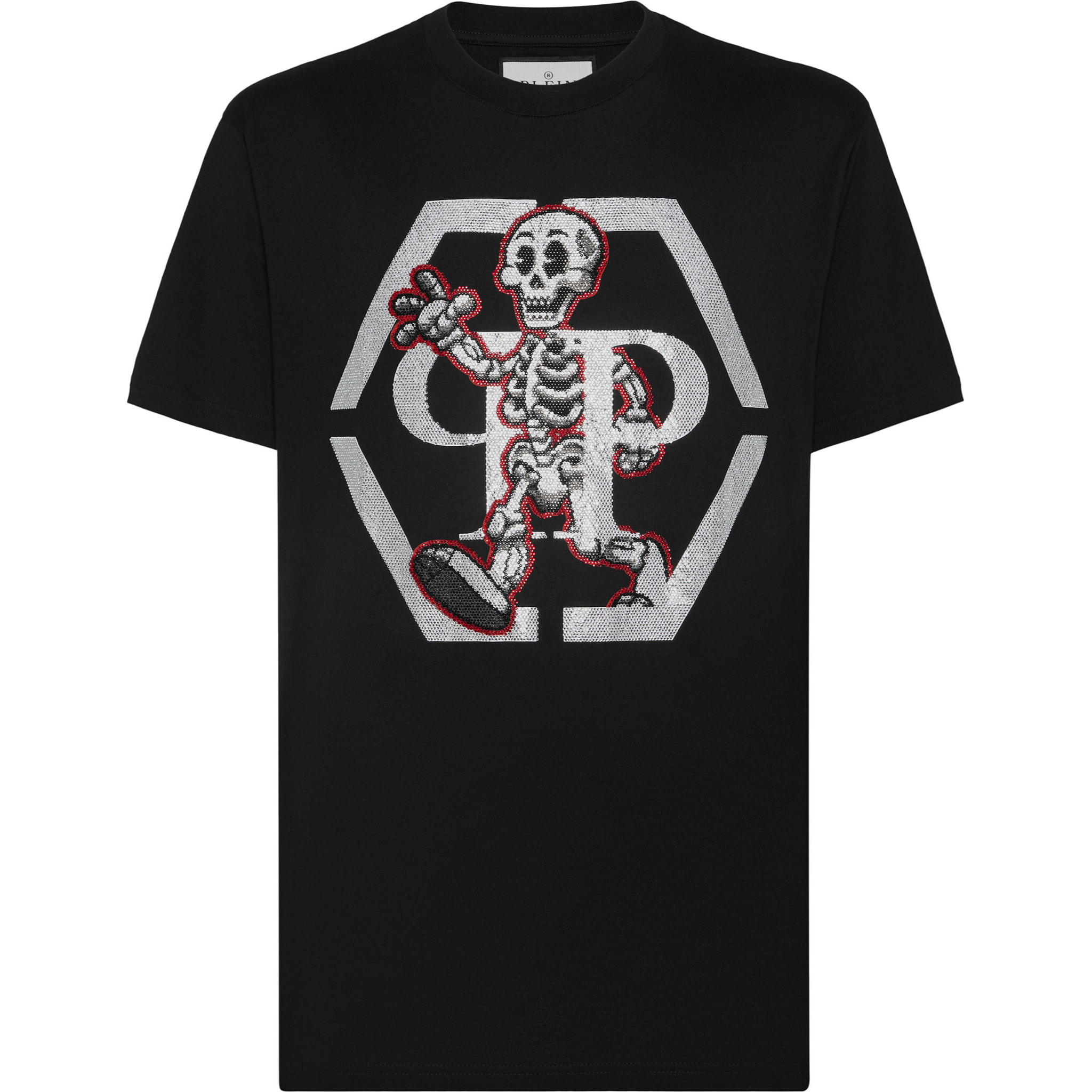 PHILIPP PLEIN Camiseta de cuello redondo y manga corta SKELETON