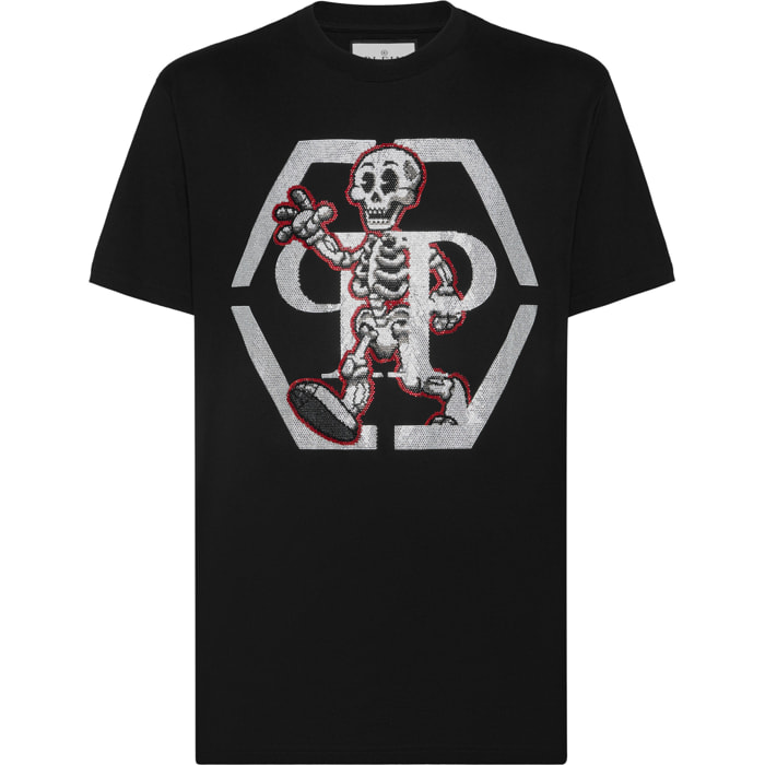 PHILIPP PLEIN Camiseta de cuello redondo y manga corta SKELETON