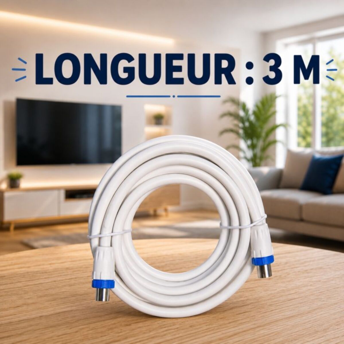 Câble antenne TV ESSENTIELB 3M 9.5mm-17VATC