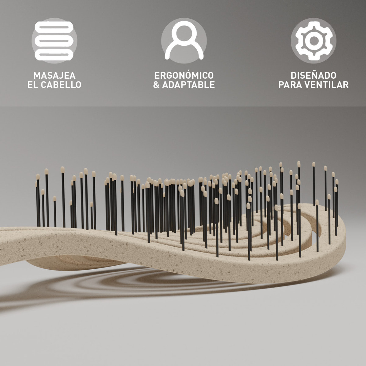 Brosse Biodégradable Spirale - Beige - Poils de 20 mm