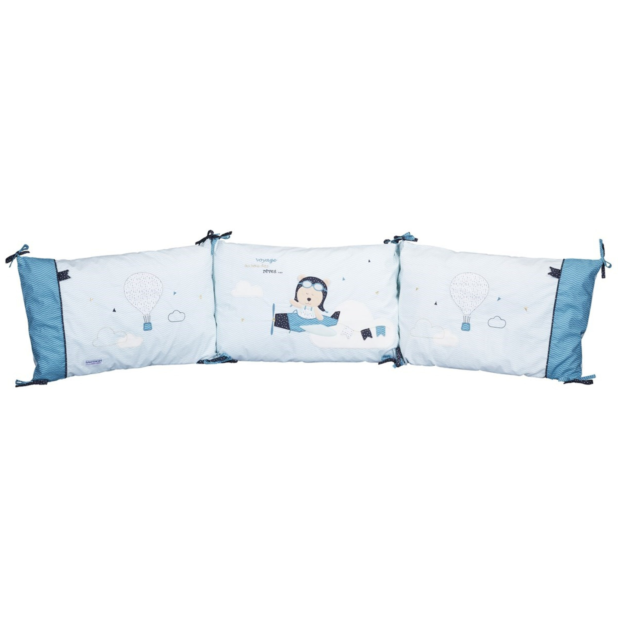 Tour de lit 120x60 ou 140x70 en coton bleu