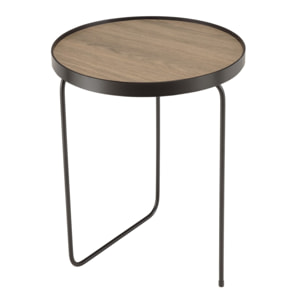 JULIA - Table d'appoint ronde 40x40cm mocha pieds asymétriques métal