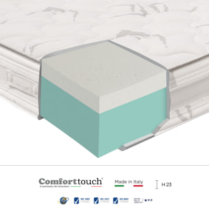 "Pink" H23 cm 160x190 2 guancioali Memory OMAGGIO sfoderabile in schiuma poliuretanica ad alta densità e Memory Foam con cristalli di gel