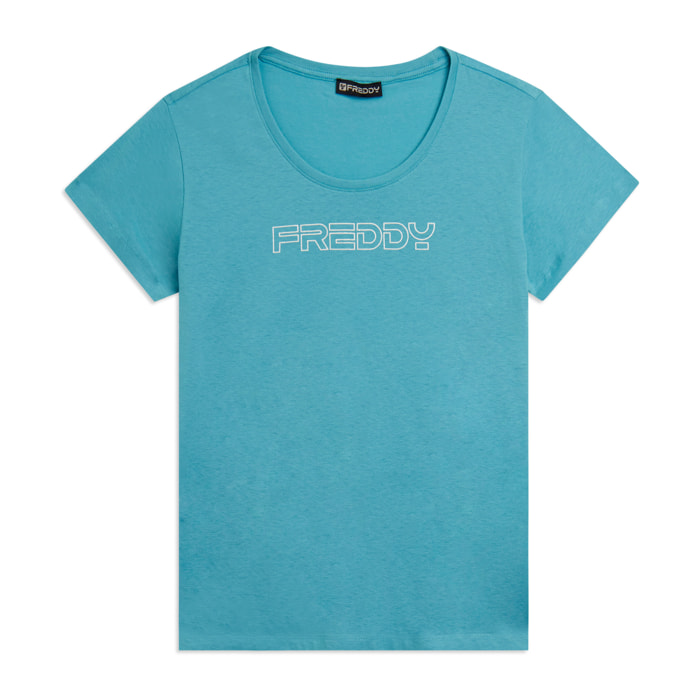 T-shirt Manica Corta con Logo FREDDY in Outline Glitter