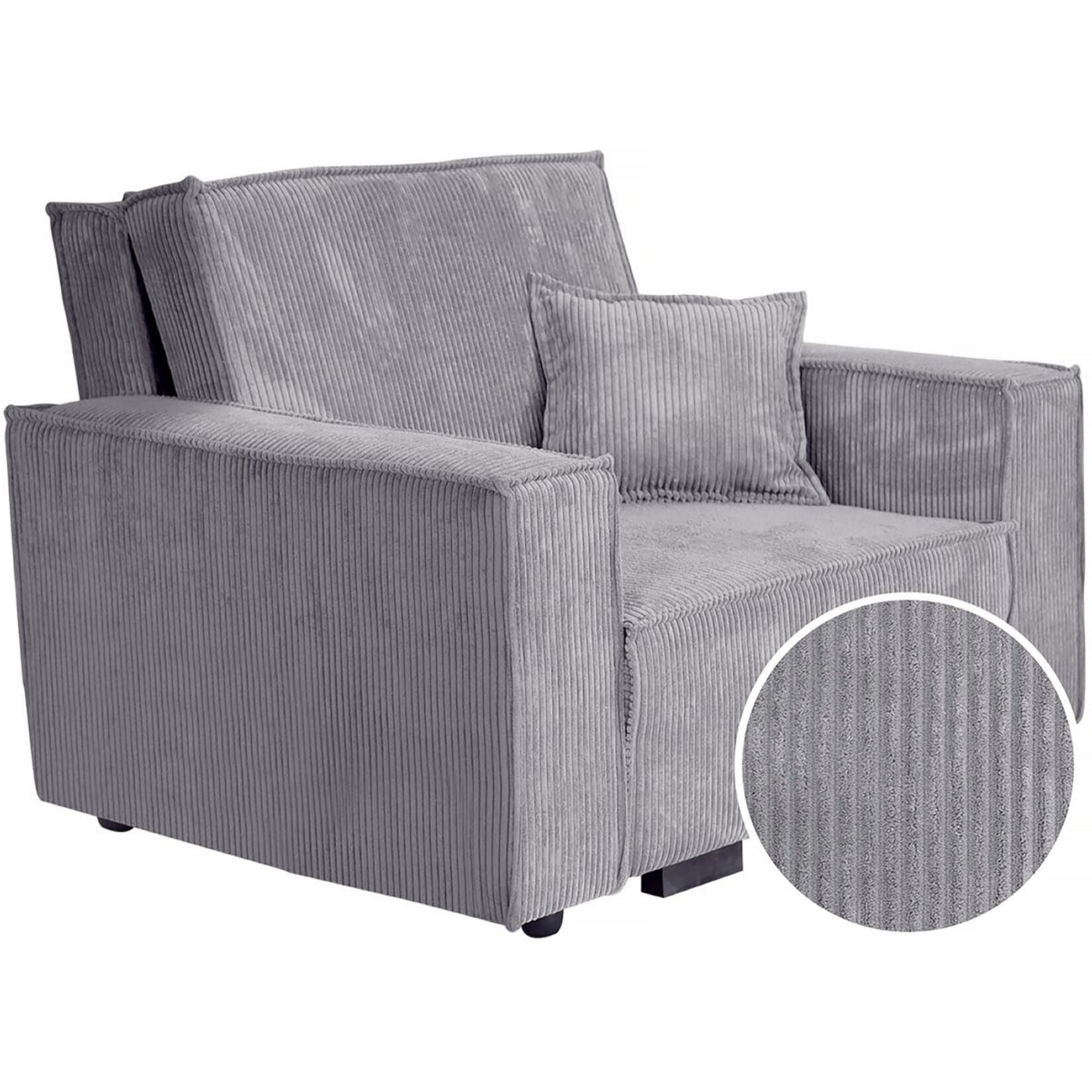 Fauteuil convertible en velours côtelé "Clivia" - Gris