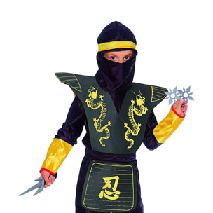 Costume Carnevale Ninja Fighter Travestimento Giallo e Nero Bambino Ciao