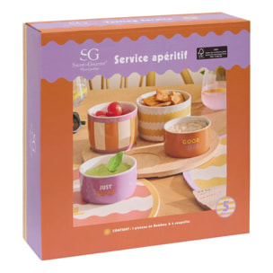 Set apéritif Poolside plateau en bambou et 4 bols assortis