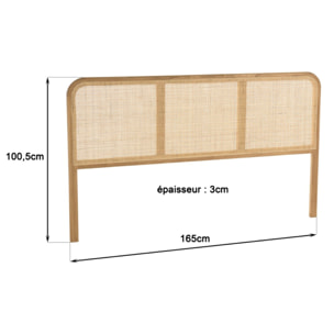 AMY - Tête de lit en bois de mindi et rotin naturel pour lits 140/160cm AMY
