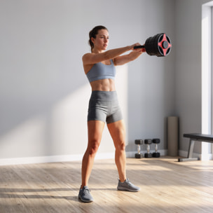 Juego de Mancuernas Ajustables 5 en 1 20kg, Juego de Pesas como Kettlebell, Barra, Mancuernas o Soporte para Flexiones, Equipo de Fitness para Hombres y Mujeres, Casa Gimnasio, Negro y Rojo