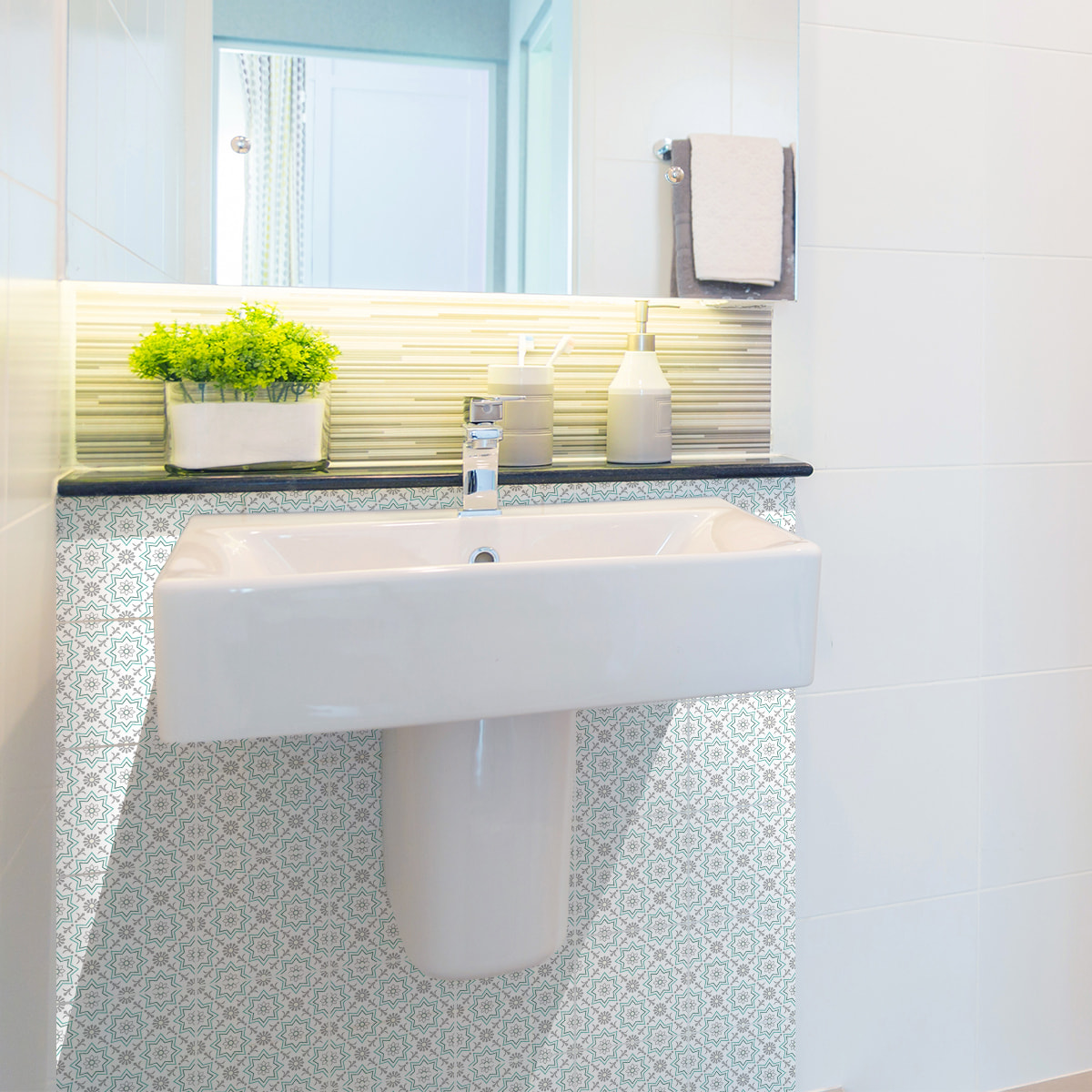 Stickers muraux - Sticker Mural Carrelage adhésif Cuisine Salle de Bain - 24 STICKERS CARRELAGES AZULEJOS ROCIO