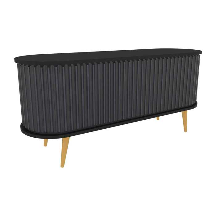 Mobile porta TV Bailu, Credenza da soggiorno, Armadio basso per TV, Base parete attrezzata, 140x43h64 cm, Nero e Antracite