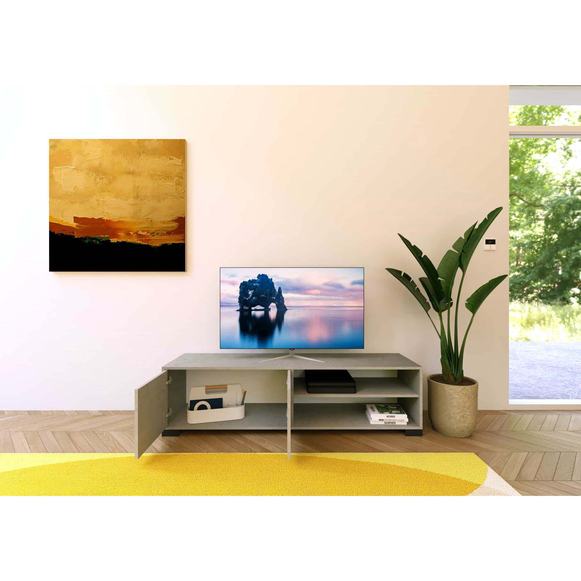 Porta TV 2 ante con vano a giorno 150x40x40 cm Lumina cashmere