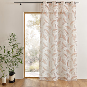 Voilage imprimé à motifs feuilles - Terracotta