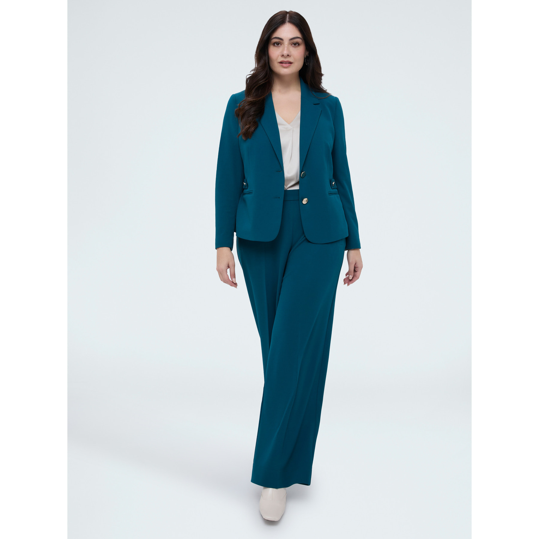 Fiorella Rubino - Pantalones Wide Leg en tejido stretch - Petrol Blue