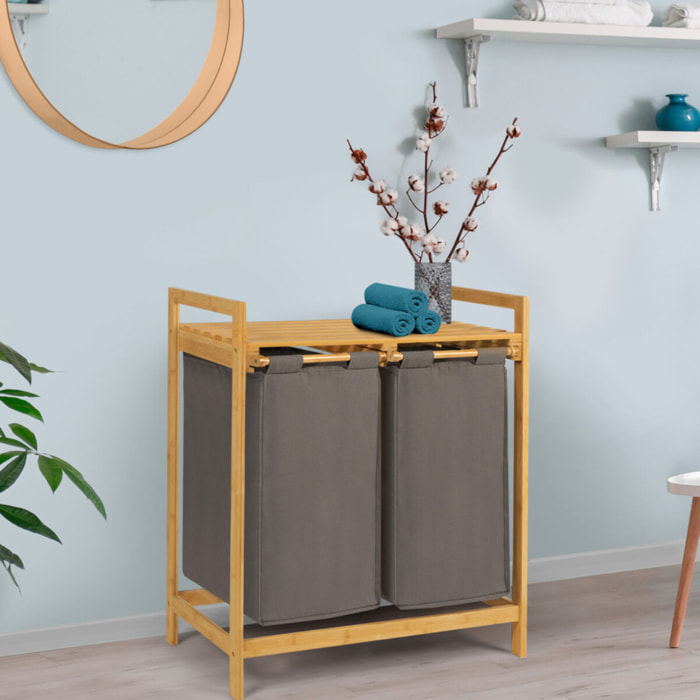 Panier à linge Maya 2 compartiments bambou