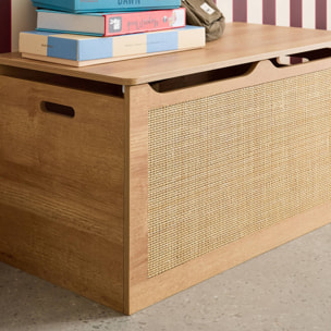 Coffre à jouets enfant décor bois et cannage BOHÈME