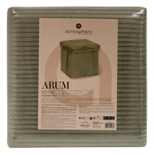 Pouf pliant Arum vert Kaki 38x38cm