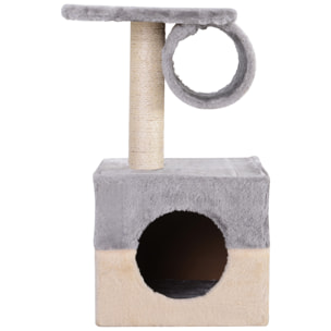 Rascador Árbol para Gatos de Felpa 31x31x58cm Gris y Crema