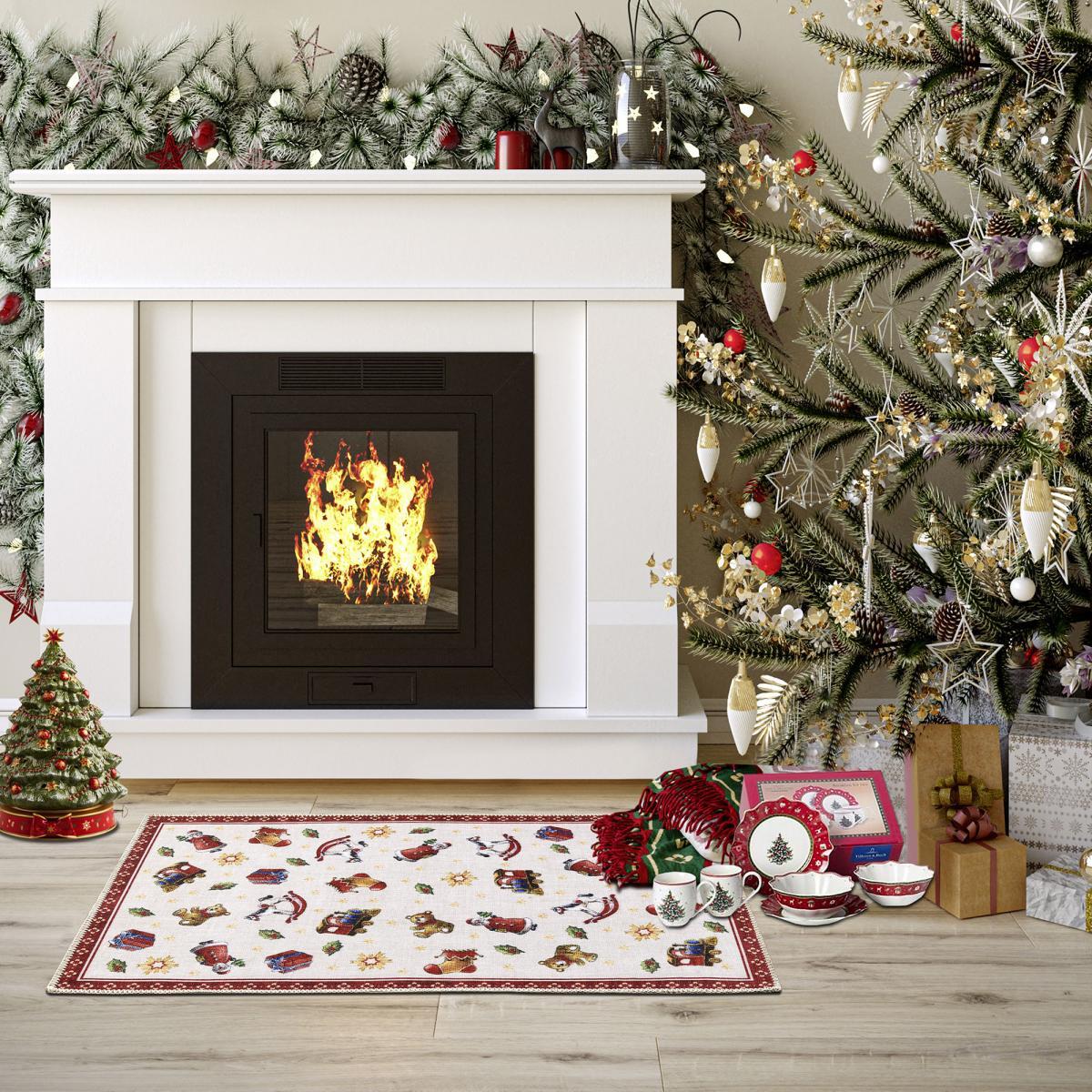 Tapis salon ou chambre enfant,  motif fêtes de SANTA, kilim original, entretien facile