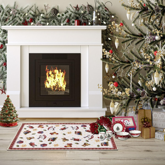 Tapis salon ou chambre enfant,  motif fêtes de SANTA, kilim original, entretien facile