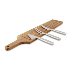 Planche à découper ronde et 3 couteaux à fromage