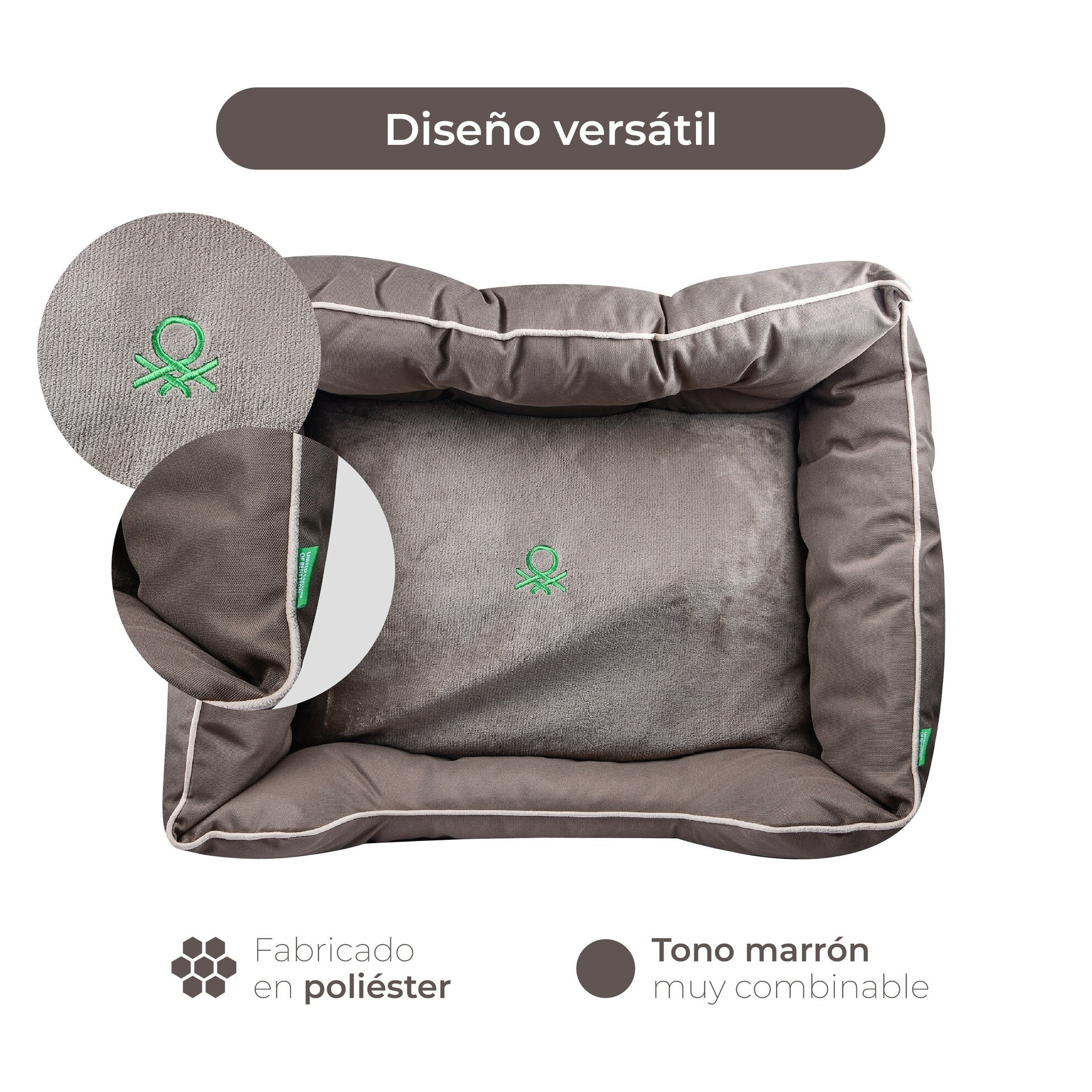 Cama para mascota con funda extraíble de Benetton color marrón