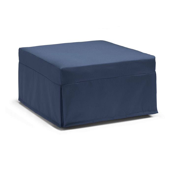 Letto pieghevole Abak, Pouf trasformabile in letto singolo, Pouf in tessuto da soggiorno, 100% Made in Italy, 80x80h45 cm, Blu