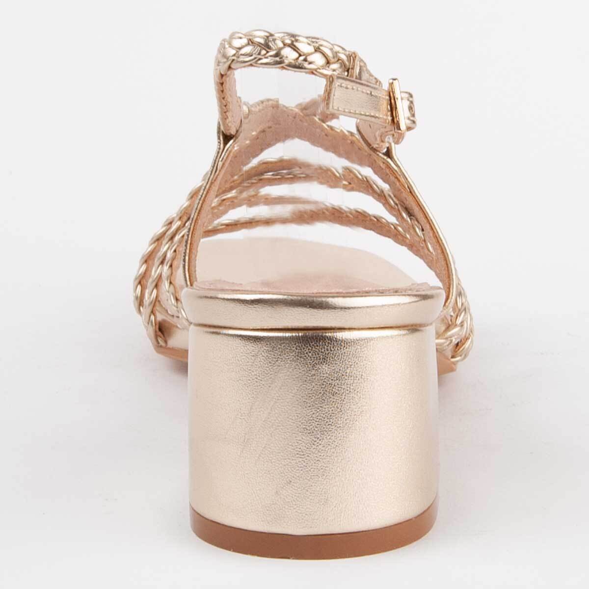 Sandalia De Tacón - Dorado - Altura: 5 Cm