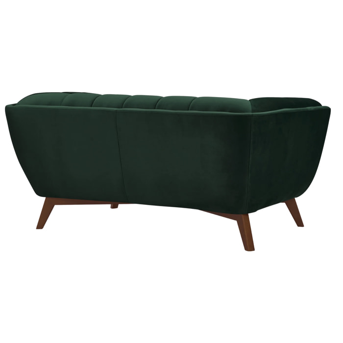 Canapé 2 places en velours vert foncé - Mona