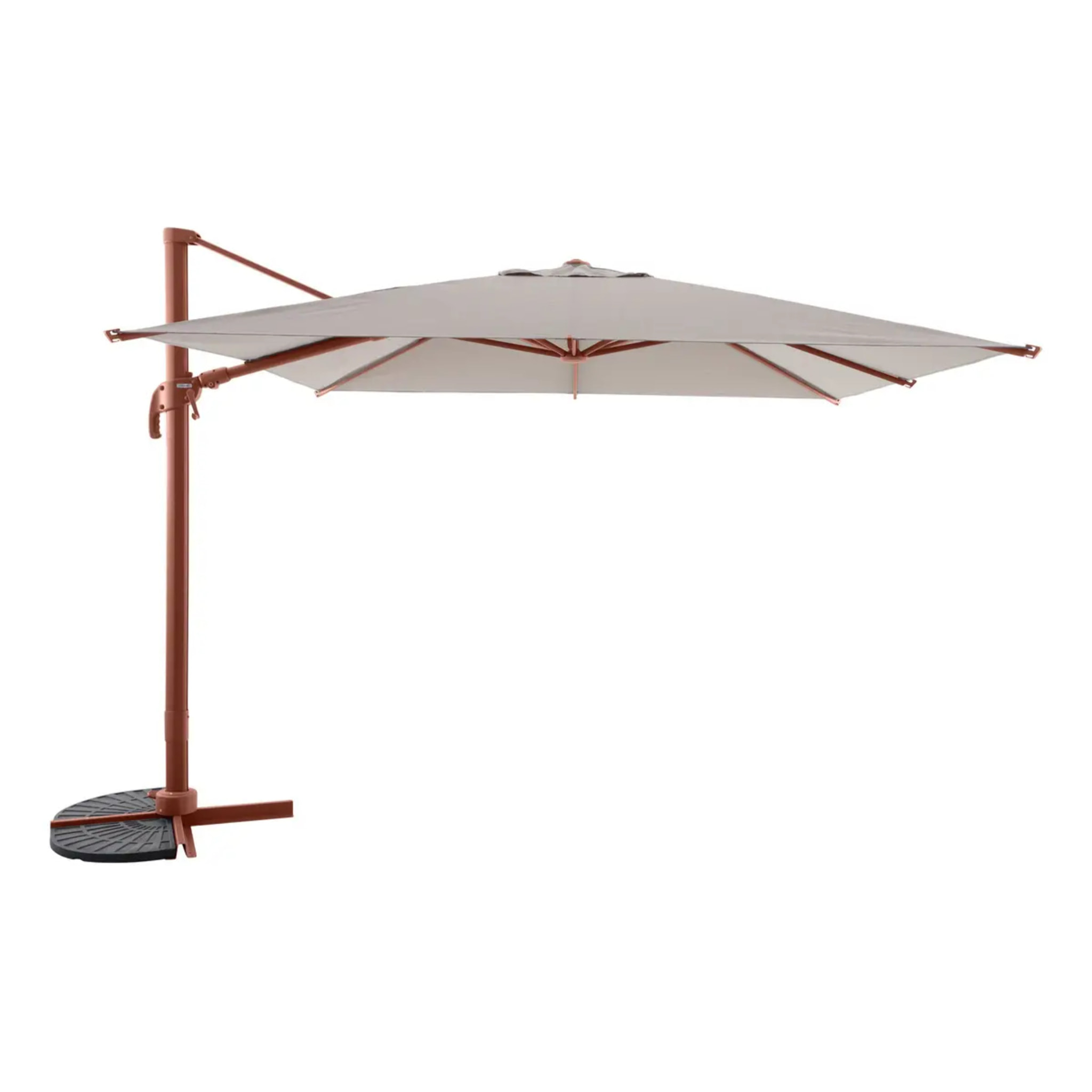 Parasol déporté carré inclinable Melhia 3x3 m acajou/lin