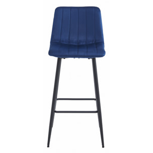 Set di 4 sgabelli bar Pozza in velluto blu e gambe nere