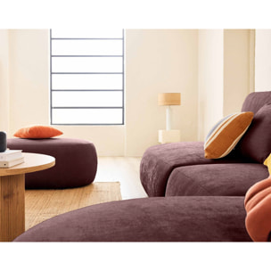 Santorini - canapé modulable d'angle droit + pouf - 5 places - en tissu texturé - Prune