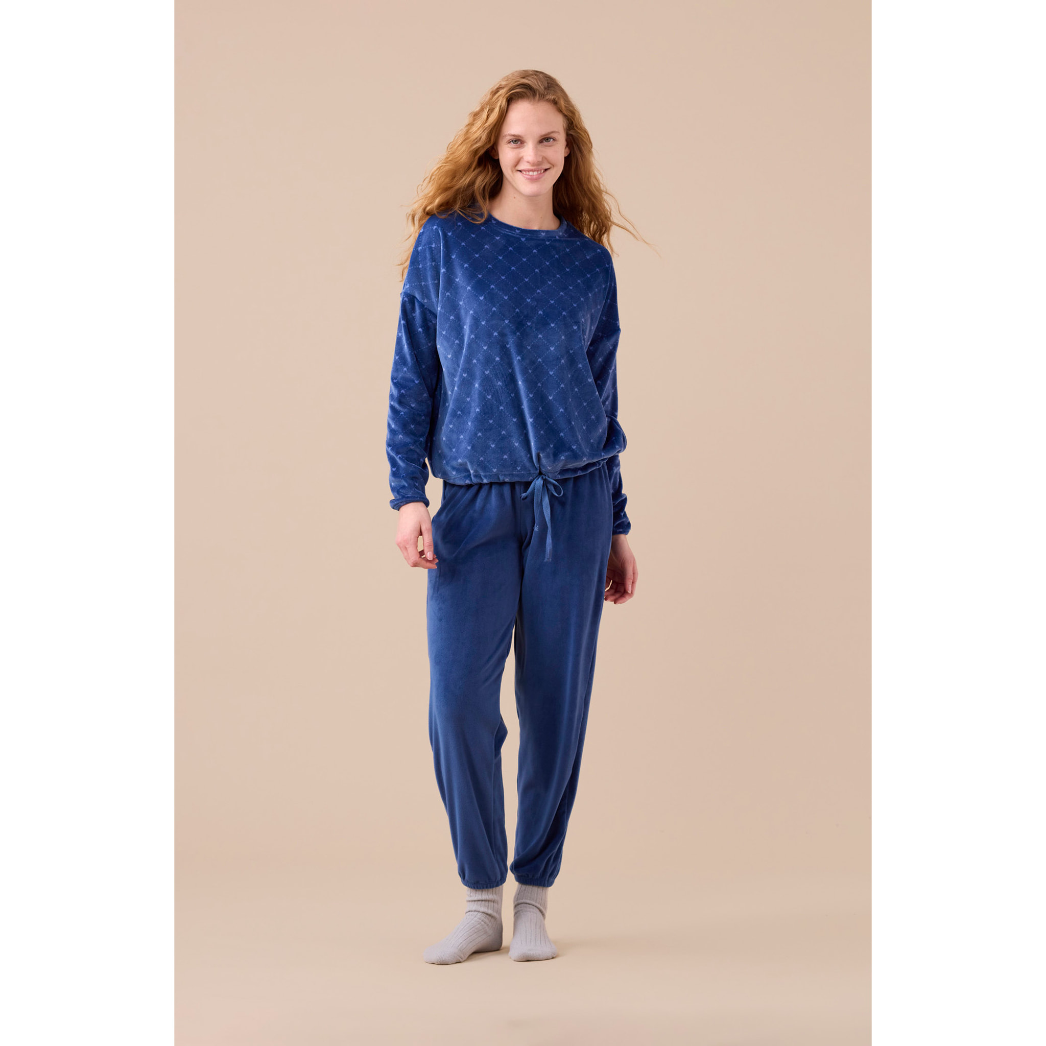 Completo donna ciniglia felpata - soft touch articolo cuori. Noidinotte