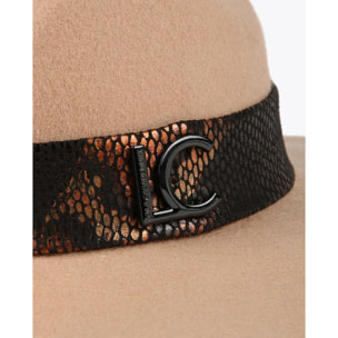 Cappello Fedora, feltro di lana, decorazione a nastro sulla corona