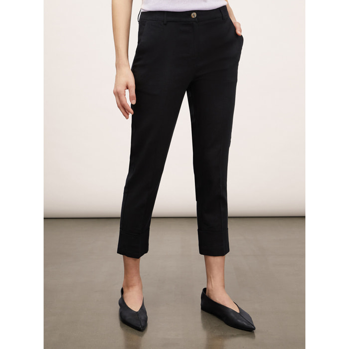 Motivi - Pantalón capri en mezcla de lino - Negro