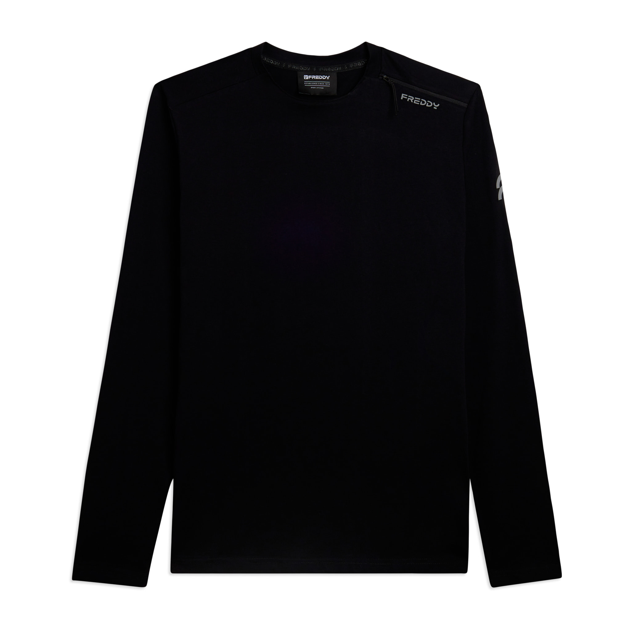 T-shirt manica lunga in jersey stretch con zip decorativa